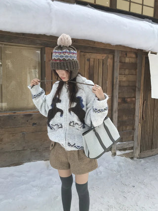 pony jacquard cardigan