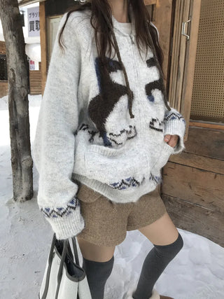 pony jacquard cardigan