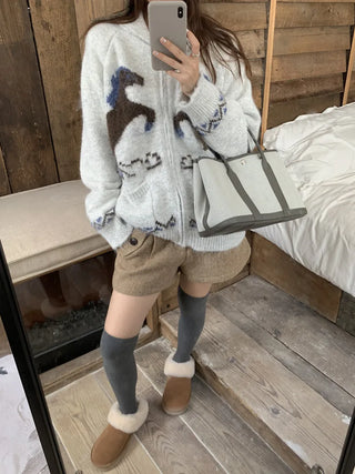 pony jacquard cardigan