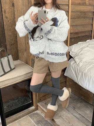 pony jacquard cardigan