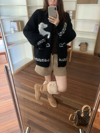 pony jacquard cardigan