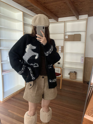 pony jacquard cardigan