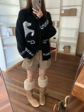 pony jacquard cardigan