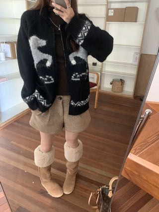 pony jacquard cardigan