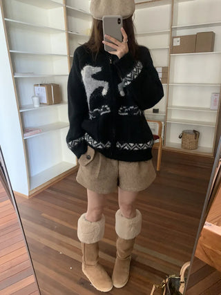 pony jacquard cardigan