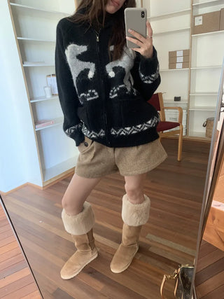 pony jacquard cardigan