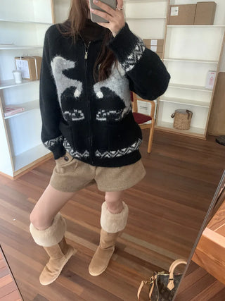 pony jacquard cardigan