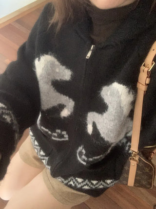 pony jacquard cardigan