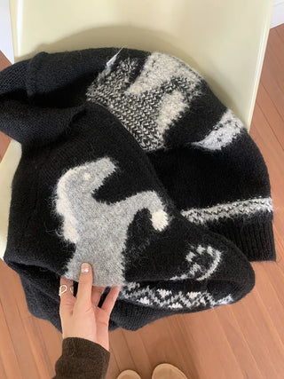 pony jacquard cardigan