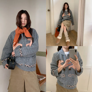 pony jacquard cardigan