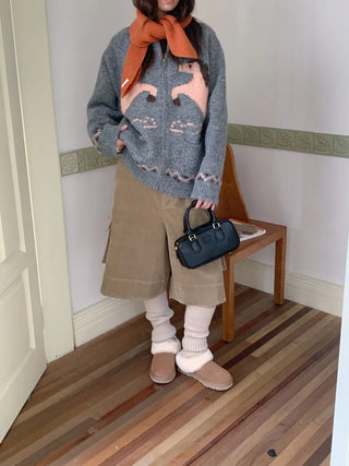 pony jacquard cardigan