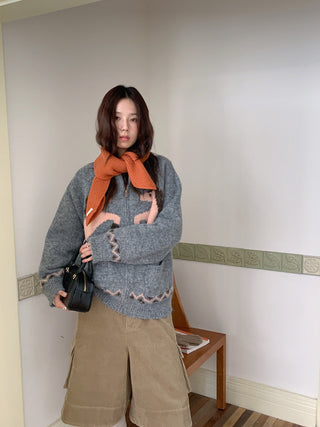 pony jacquard cardigan