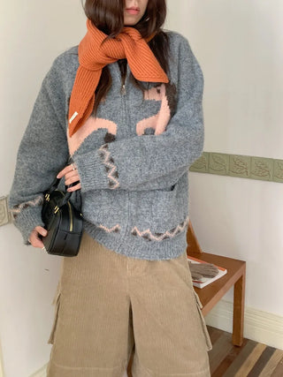 pony jacquard cardigan