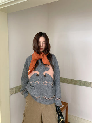 pony jacquard cardigan