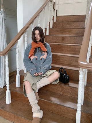 pony jacquard cardigan