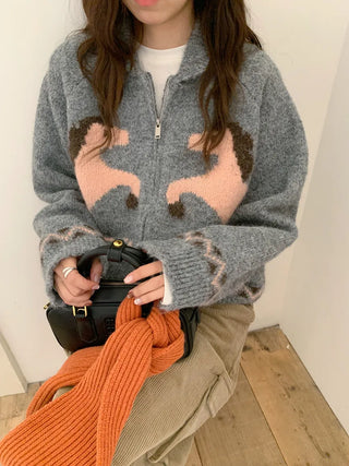 pony jacquard cardigan