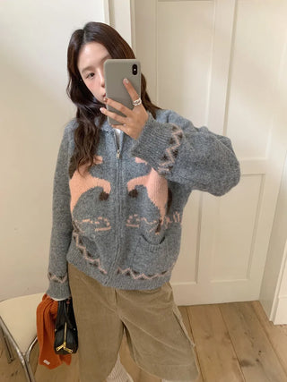 pony jacquard cardigan