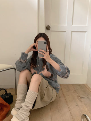 pony jacquard cardigan