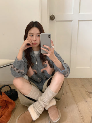 pony jacquard cardigan