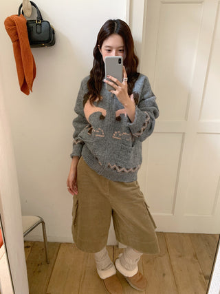 pony jacquard cardigan