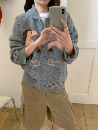 pony jacquard cardigan