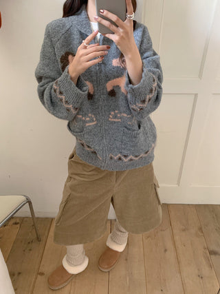 pony jacquard cardigan