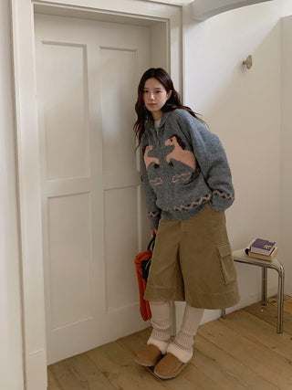 pony jacquard cardigan