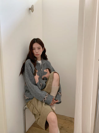 pony jacquard cardigan