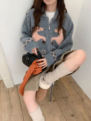 pony jacquard cardigan