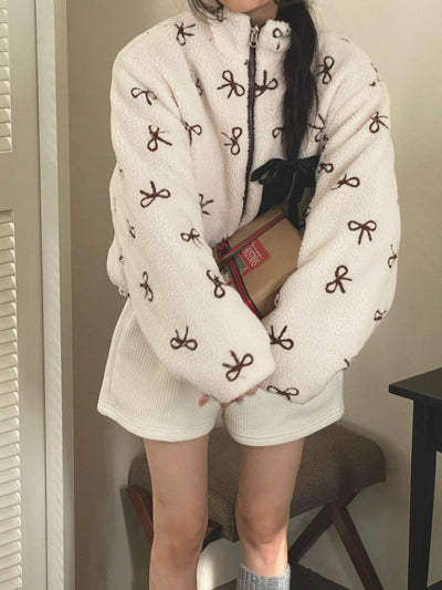 bow jacquard coat
