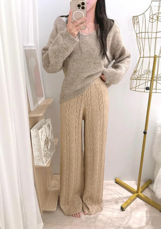 wool wide pants