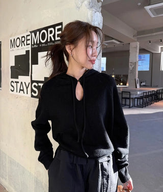 hooded button sweater