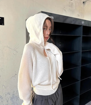 hooded button sweater