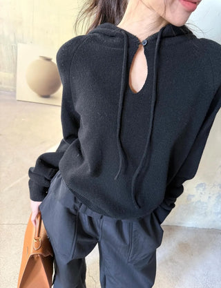 hooded button sweater