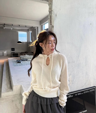 hooded button sweater