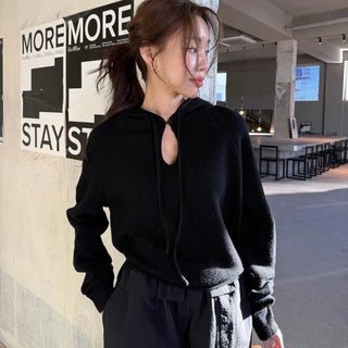 hooded button sweater