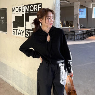 hooded button sweater