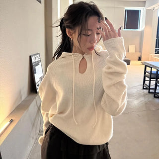 hooded button sweater