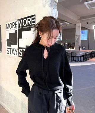 hooded button sweater