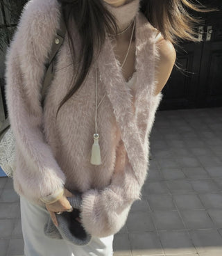 ribbon fur coat