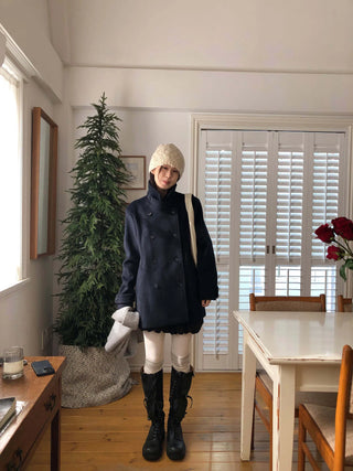 scarf wool coat