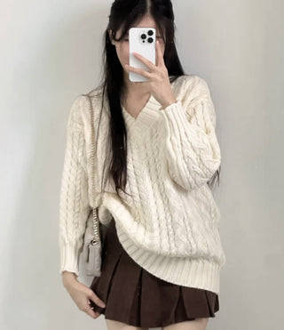 v-neck knit coat