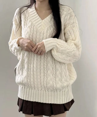 v-neck knit coat