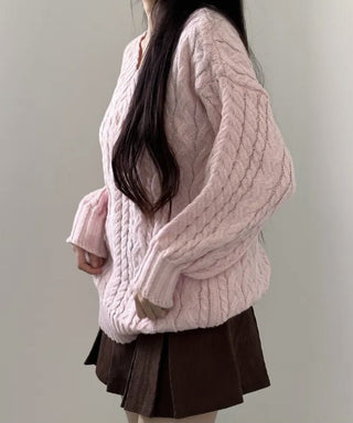 v-neck knit coat