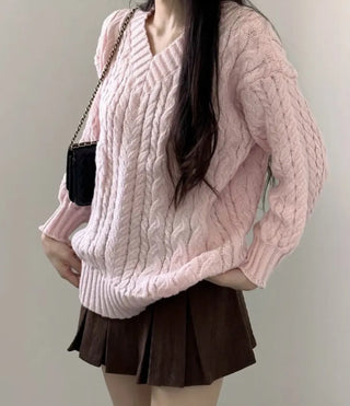 v-neck knit coat