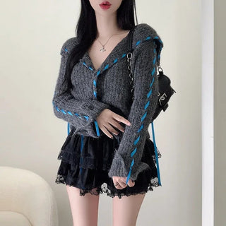 lapel knit cardigan