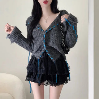 lapel knit cardigan