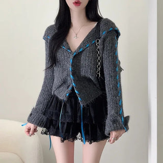 lapel knit cardigan