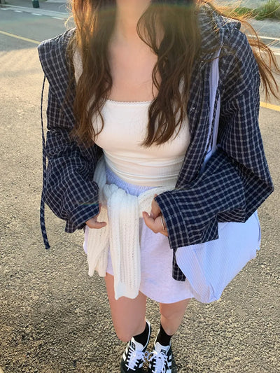 plaid hood top