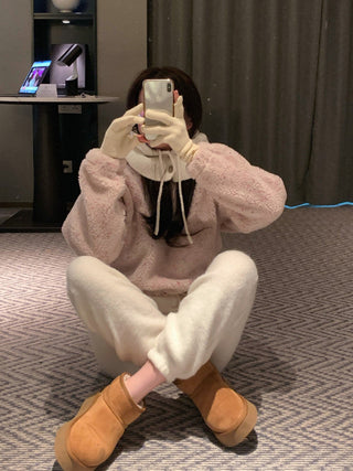 pink fur hoodie